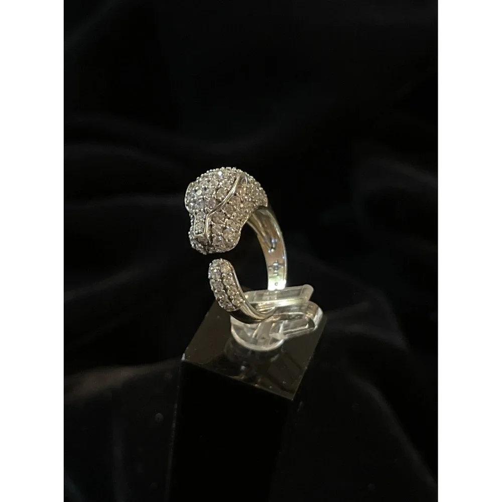JTV‎ 9.25 Sterling Silver Panther CZ Cluster Eternity Wrap Band Ring Sz. 5